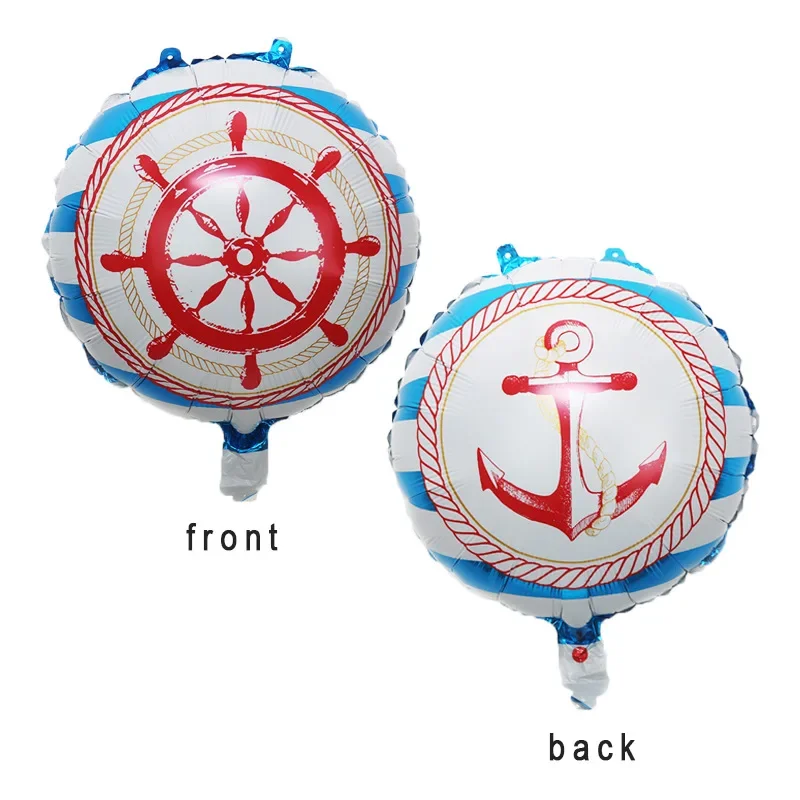 5 Pieces 18\'\' Sailor Mylar Balloon Anchor Rudder Foil Helium Balloons for Nautical Birthday Party Decorations Photo Backdrops