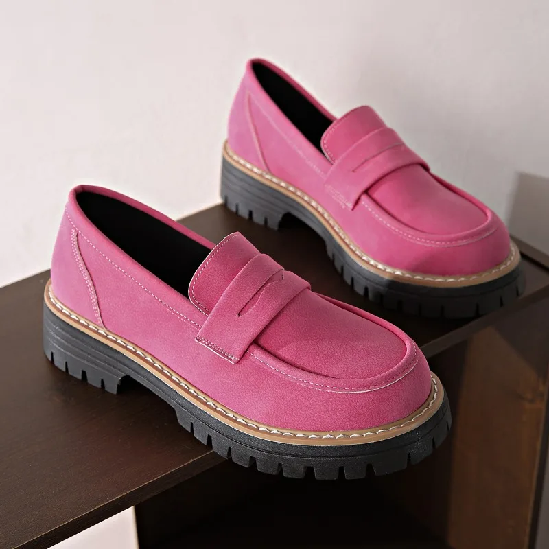 New Spring Autumn Casual Coarse Heel Thick Bottom Retro Women's Shoes Anti slip Wear resistant Simple Comfortable Shoes