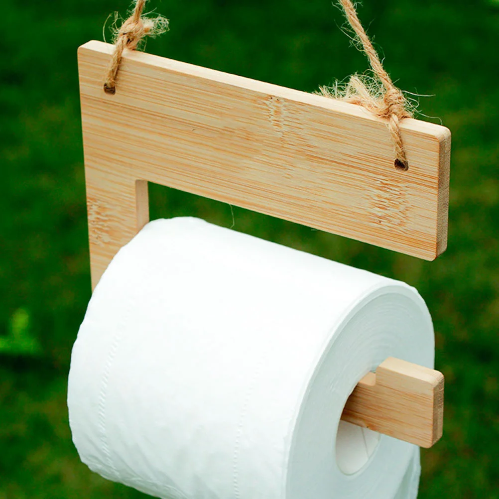 

1Set Bamboo Made Toilet Tissue Holder Durable Hanging Garden Picnic Camping Paper Towel Rack Easy Mounting Storage Racks