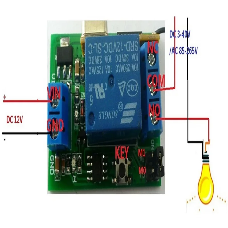 DC 12V 433MHz Transmitter Control Delay Relay Receiver Kits Wireless Bulb System