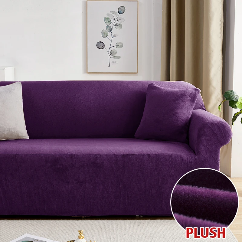 Plush Fabric Sofa Covers for Living Room 1/2/3/4 Seats Elastic Stretch Couch Cover L Shaped Sofa Slipcover Furniture Protector