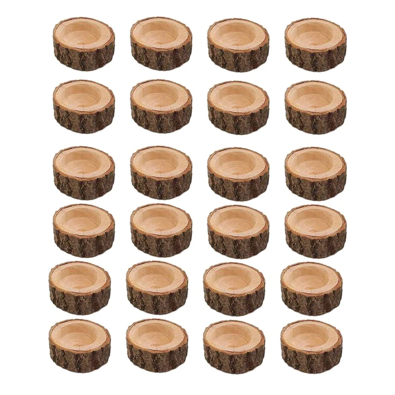 24Pcs Wooden Candle Holder,Votive Tealight Holder For Wedding Party For Table,Birthday Christmas Party Home Decor