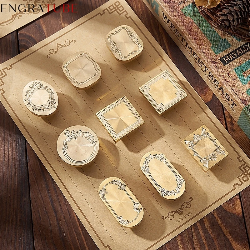 

2024 New Brass Sealing Wax Stamp Retro Rounded Ellipse European Picture Mirror Frame For Envelopes Invitation Gift Packaging
