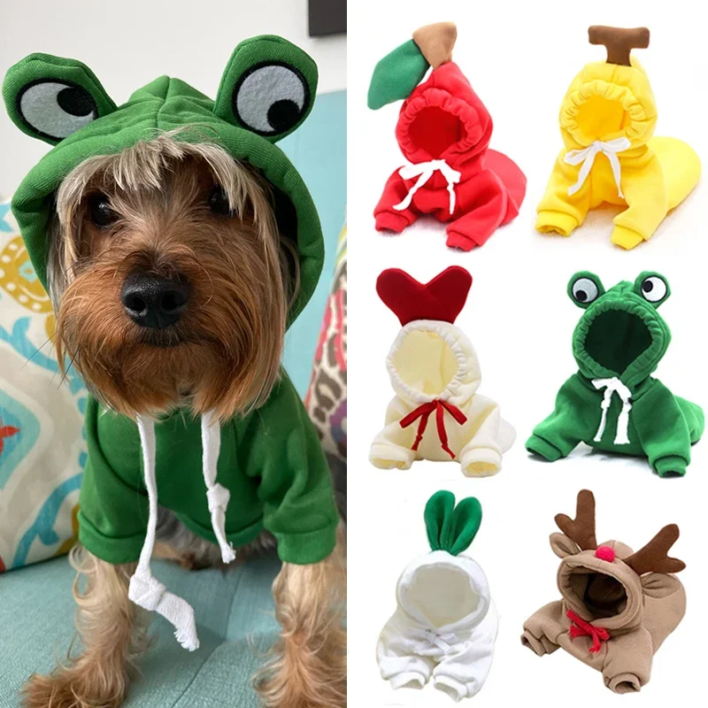 Dog Hoodies Clothes for Small Medium Dogs Cute Fruit Shape Pet Clothing Soft Fleece Puppy Cat Costume Coat Chihuahua Bulldog