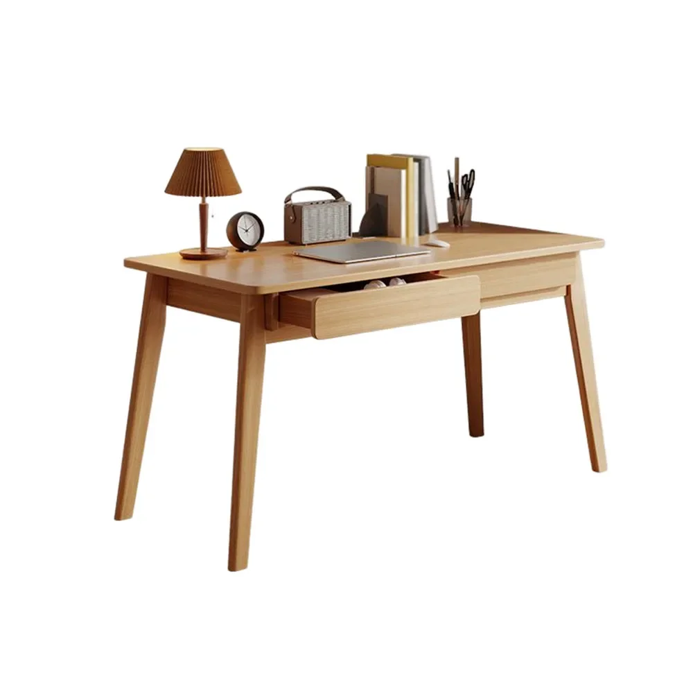 

Solid Wood Computer Desk With Double Drawers Office Table Simplicity Modern Furniture Study Write Read Bedroom Work