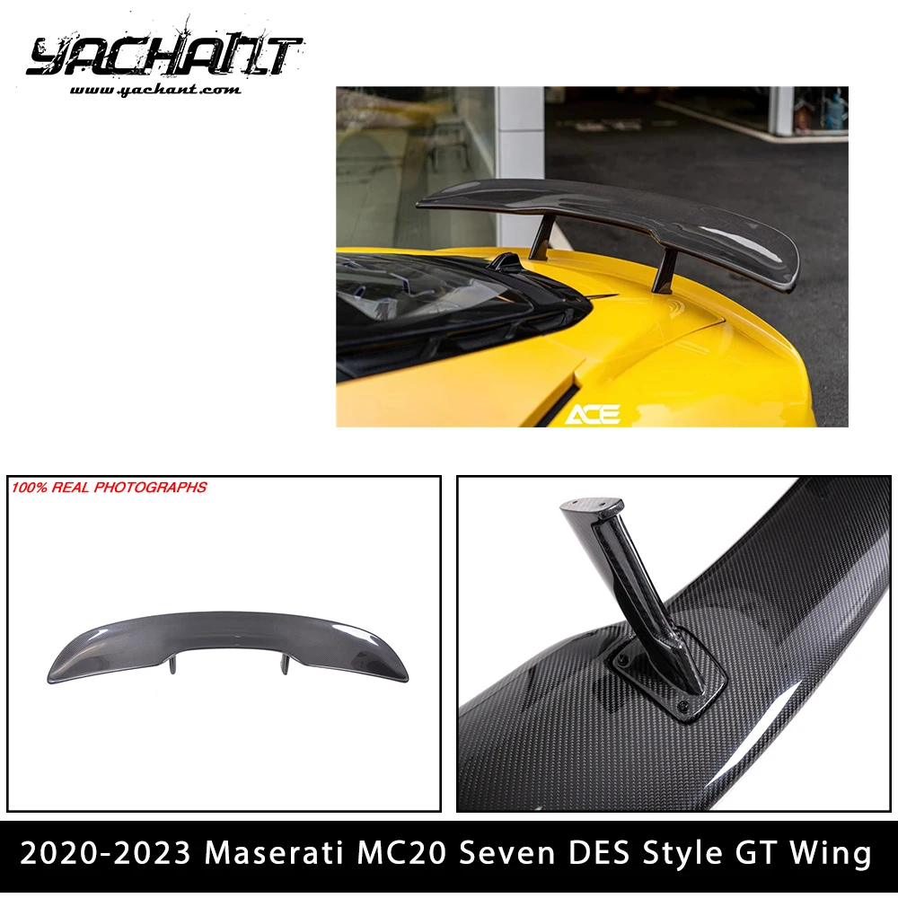 Car Accessories Dry Carbon Fiber DCF GT Wing Des  Style Fit For 2020-2023 Maserati MC20 Seven