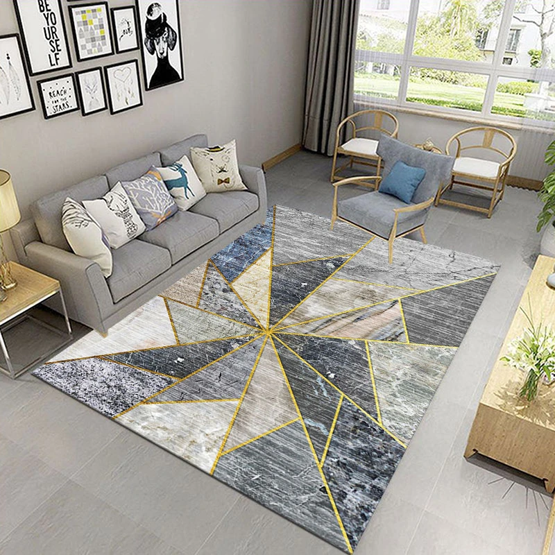 Bild 3: Moderner, luxuriöser, geometrischer, abstrakter Marmor-Teppich, Material, ästhetisches Design, umweltfreundlich, pflegeleicht, eleganter Wohnzimmerteppich