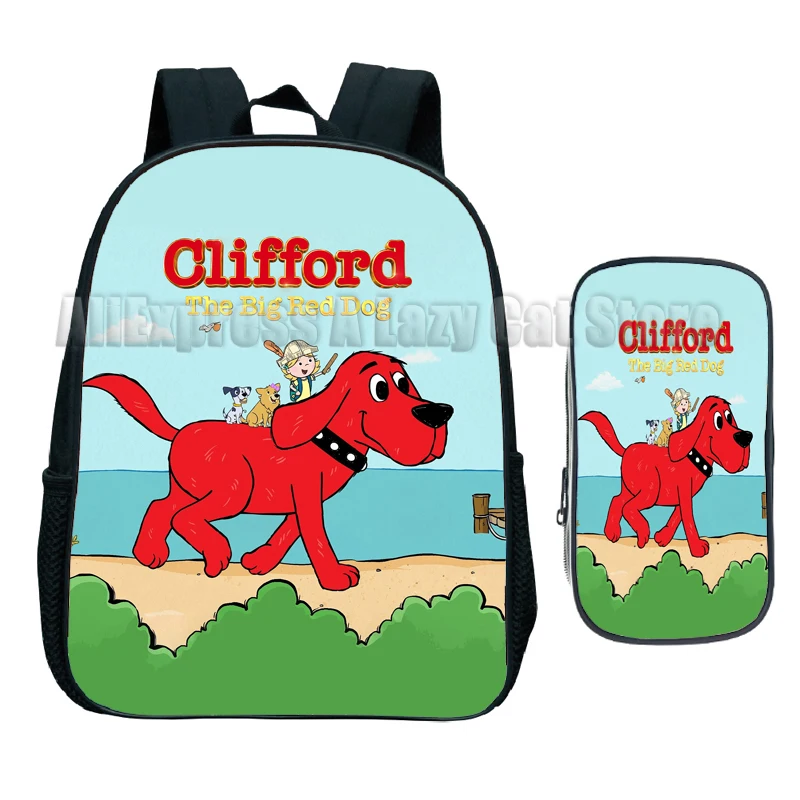 Clifford the Big Red Dog Kids School Bag 2pcs Set Cartoon Girls Kindergarten Children Backpacks Child Outdoors Shouder Bags