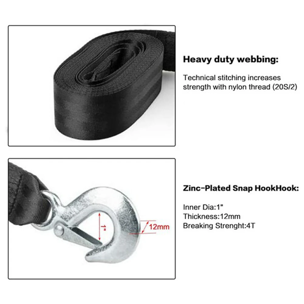 

Новый ремень для лебедки ABJX с крюком и предохранительной защелкой - с петлевым концом - 5000 фунтов (2268 кг) для прицепов и причаливания судов