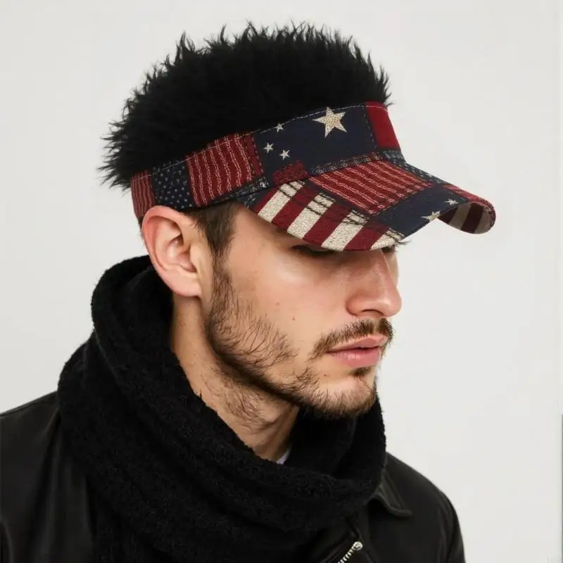 

Y88A Eye Catching Unique Cap American Flag Print Sports Event Party Headgear