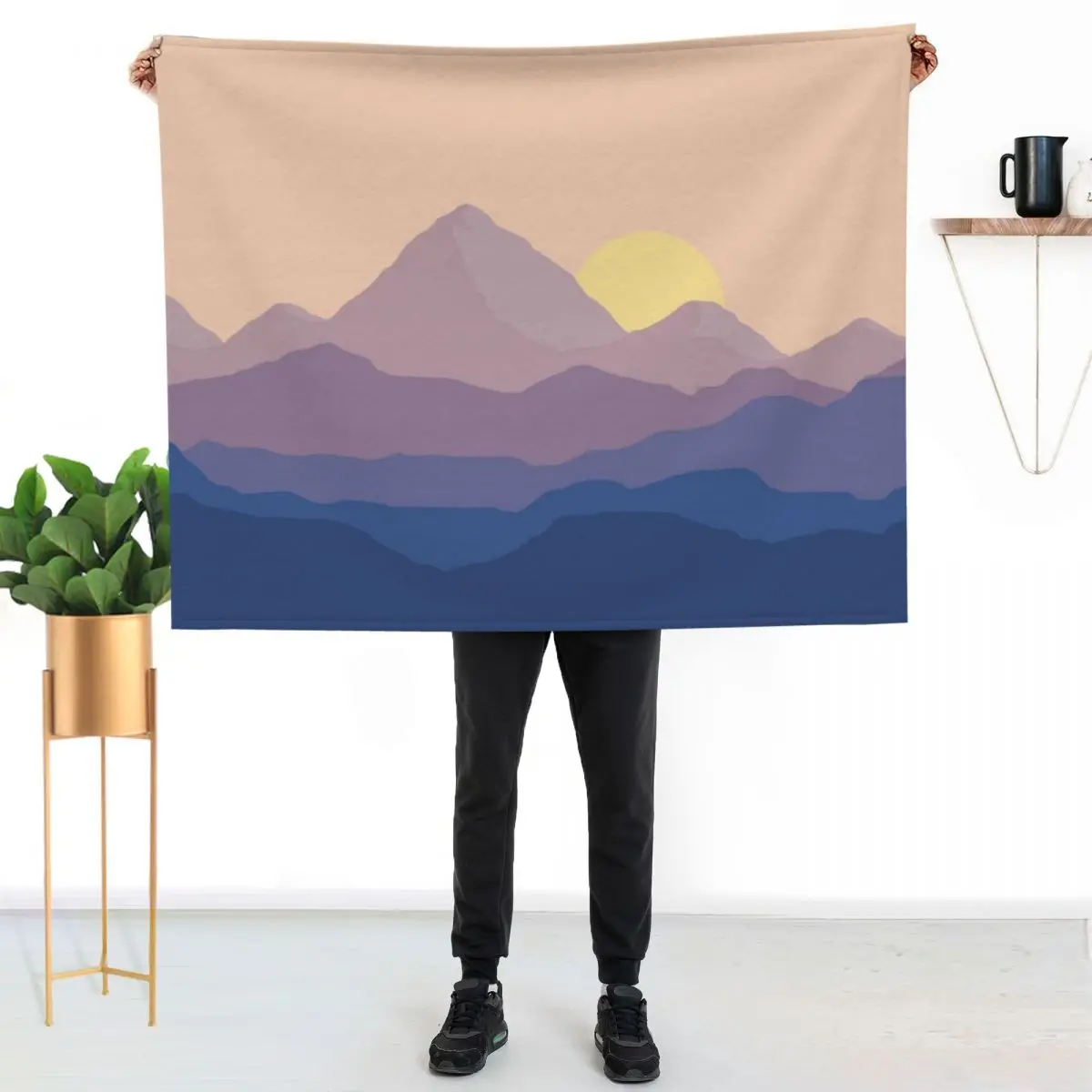

Chill Mountain Horizon Throw Blanket Soft Solid Color Blanket for Couch Bed
