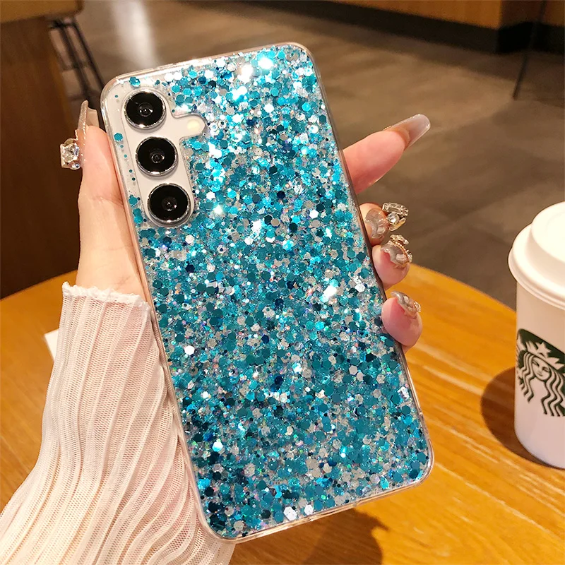 Luxury Glitter Epoxy Soft Silicone Case for Samsung Galaxy A06 S24 ULTRA A16 PlUS A23 A14 A54 A34 A25 A15 A05 A35 A55 A04S Cover