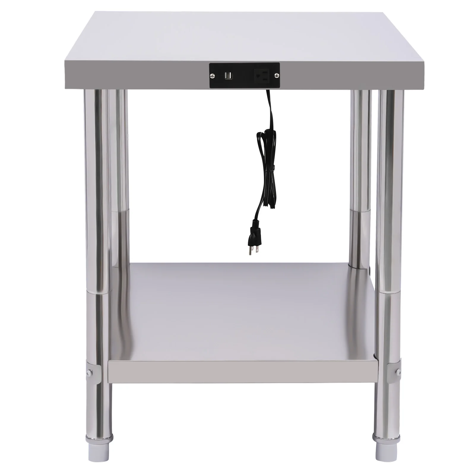 24 x 24 Inches Worktable Stainless Steel Table Worktop with Sockets for Restaurant, Home and Hotel Work