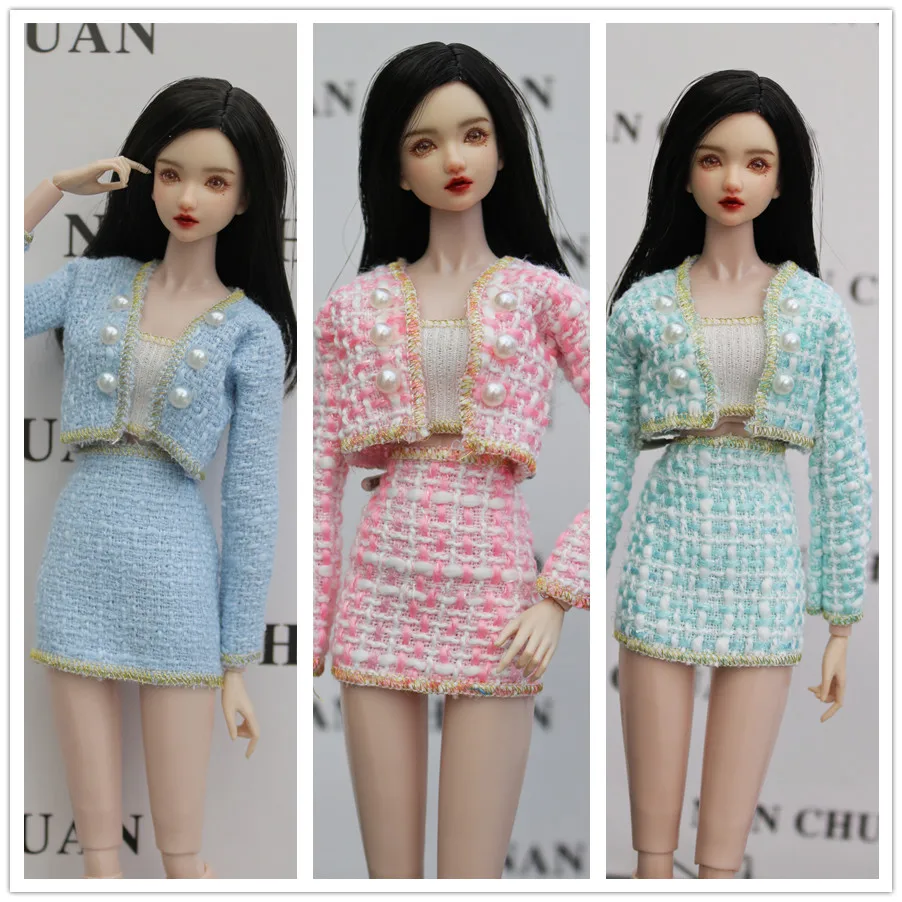 Handmade clothing set / gird coat + skirt + white top / 30cm doll clothes winter wear outfit For 1/6 Xinyi FR ST barbi Doll toy