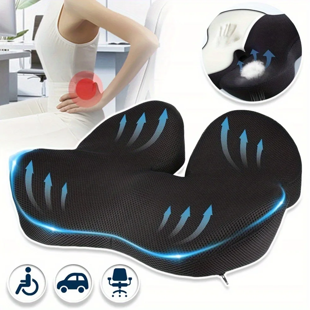 Cuscino per sedile in memory foam, ideale per sedie da ufficio e per l’auto, per sedie da scrivania, per l’uso in ufficio, per giocare e per chi deve stare seduto a lungo; rivestimento lavabile e