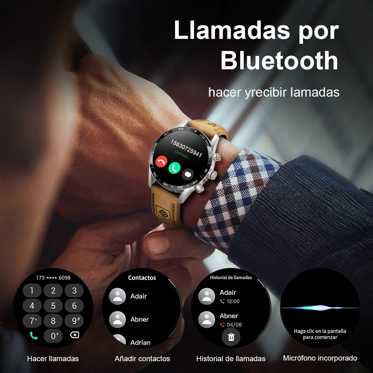 ساعة ذكية ماركة LIGE لجميع اتصالات الهواتف الذكية، ساعة AMOLED Screen Watch للرجال، مقاومة للماء، سوار ذكي عالي الدقة، مكالمة بلوتوث