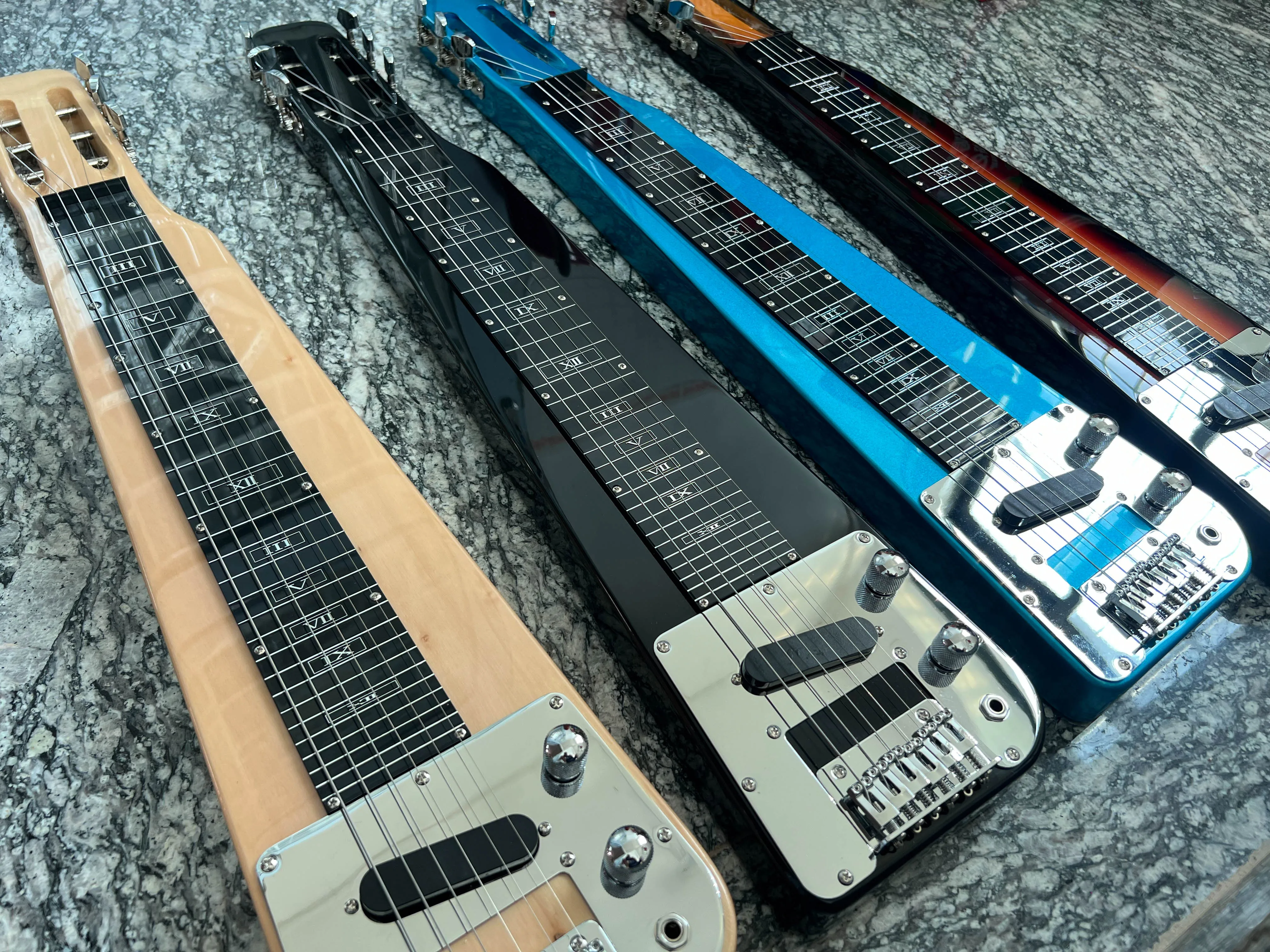 6 String Lap Steel Electric Guitar Hawaiian Style Slide Guitar with Single Coil Pickup, Hard Case & Metal Slide Bar
