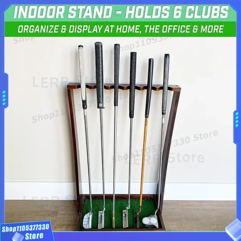 Wooden Golf Club Holder with Ball Storage Case Portable Billiard Stick Rack Organizer for Home Bar Game Room Accessories