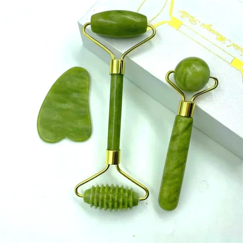 Natural Jade Massage Roller Guasha Board SPA Scraper Stone Facial Anti-wrinkle Treatment Body  Massager Health Care