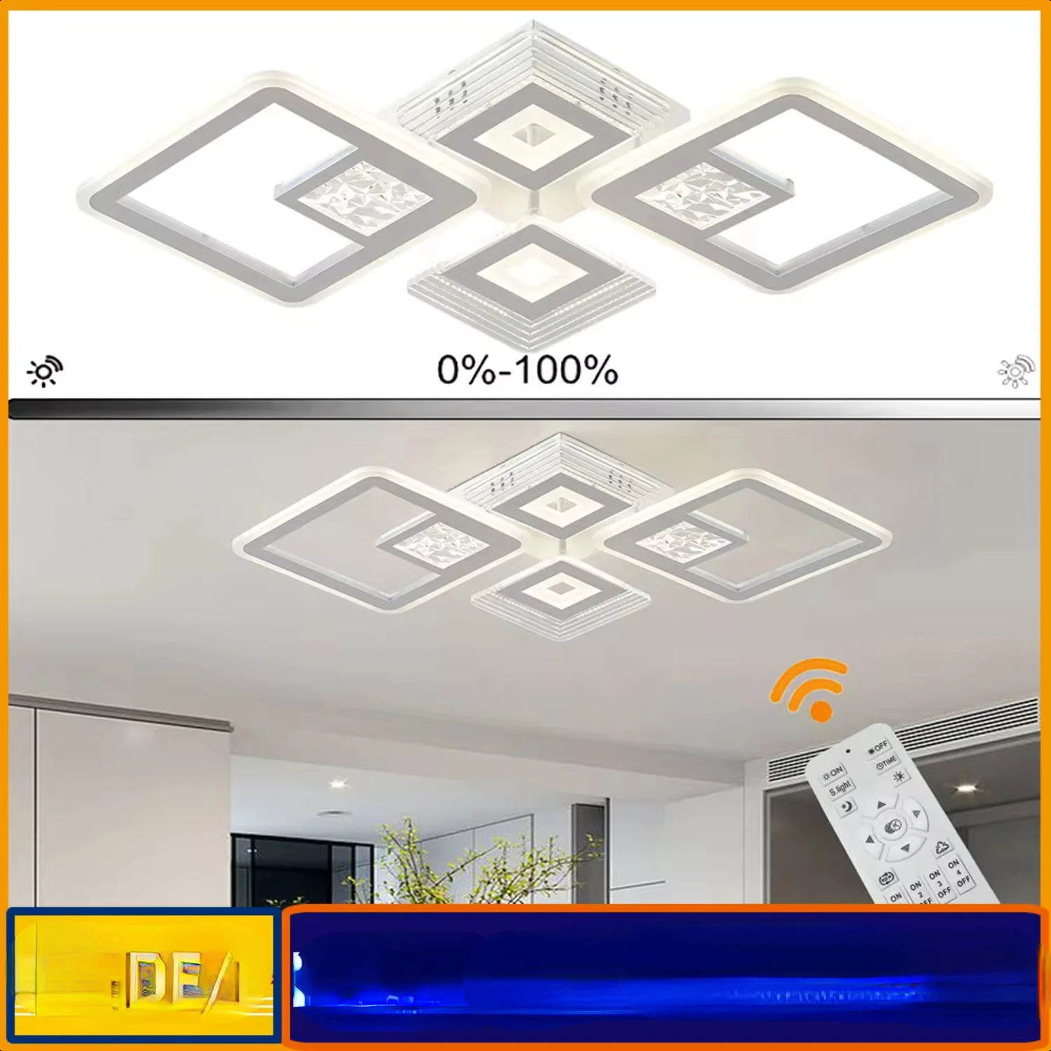 

New 46W Modern Embedded Acrylic Ceiling Light Dimmable Flush Mount Lamp Chandelier Porch Bedroom Lighting w/Remote Control