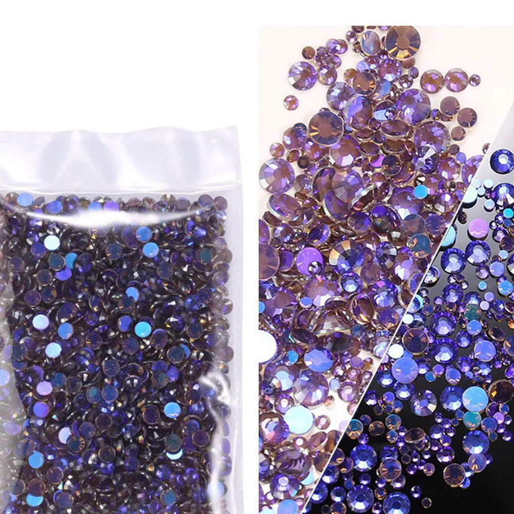 SS4-SS20 Mix Size Flatback Crystal Rhinestones Non-Hotfix Glitter Stones for DIY Nail Art and Fashion Projects