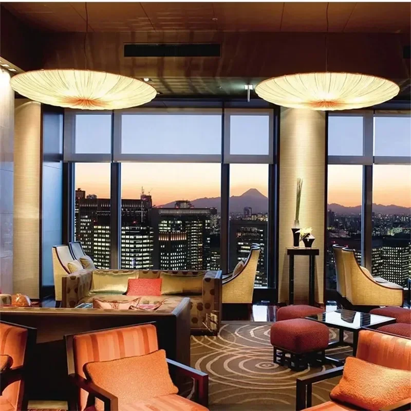 2026 وابي سابي Led النسيج ضوء السقف جولة الصحن الطائر مصباح غرفة المعيشة غرفة الطعام مطوي مصباح غرفة نوم مطعم معلق