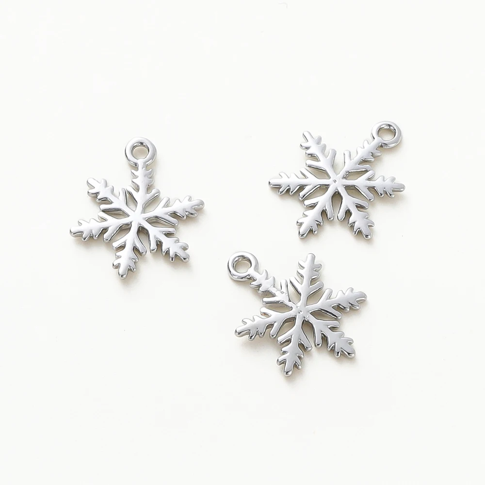 10pcs 14K 18K Gold Plated Brass Inlay Zircon Snowflak Shape Charms 12mm Pendants DIY Earrings Necklaces Fittings Jewelry Making