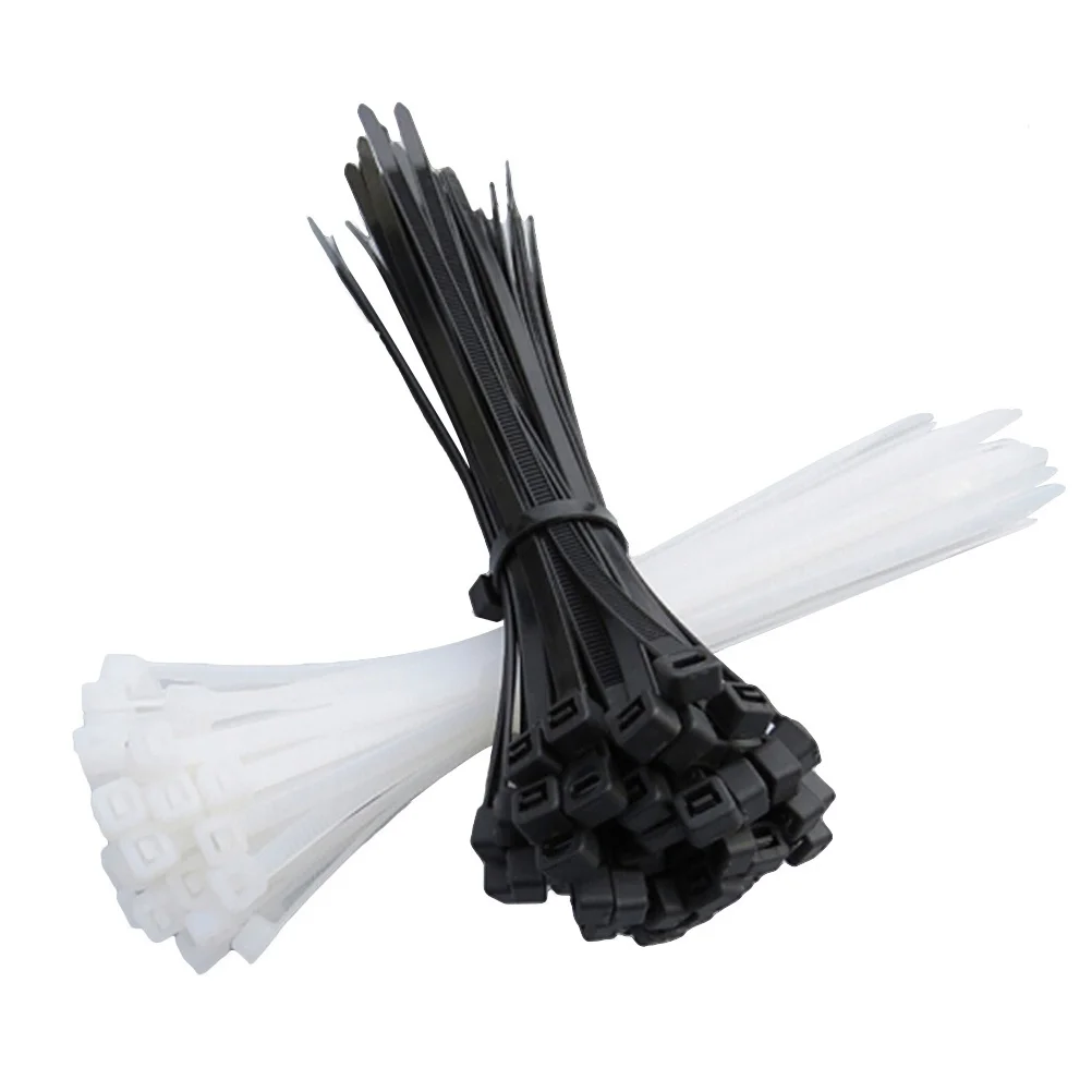

200pcs 100mm Self-locking Nylon Cable Ties Plastic Multi-Purpose Fasteners for Wire Tying Product Package (Black/White, 100 for