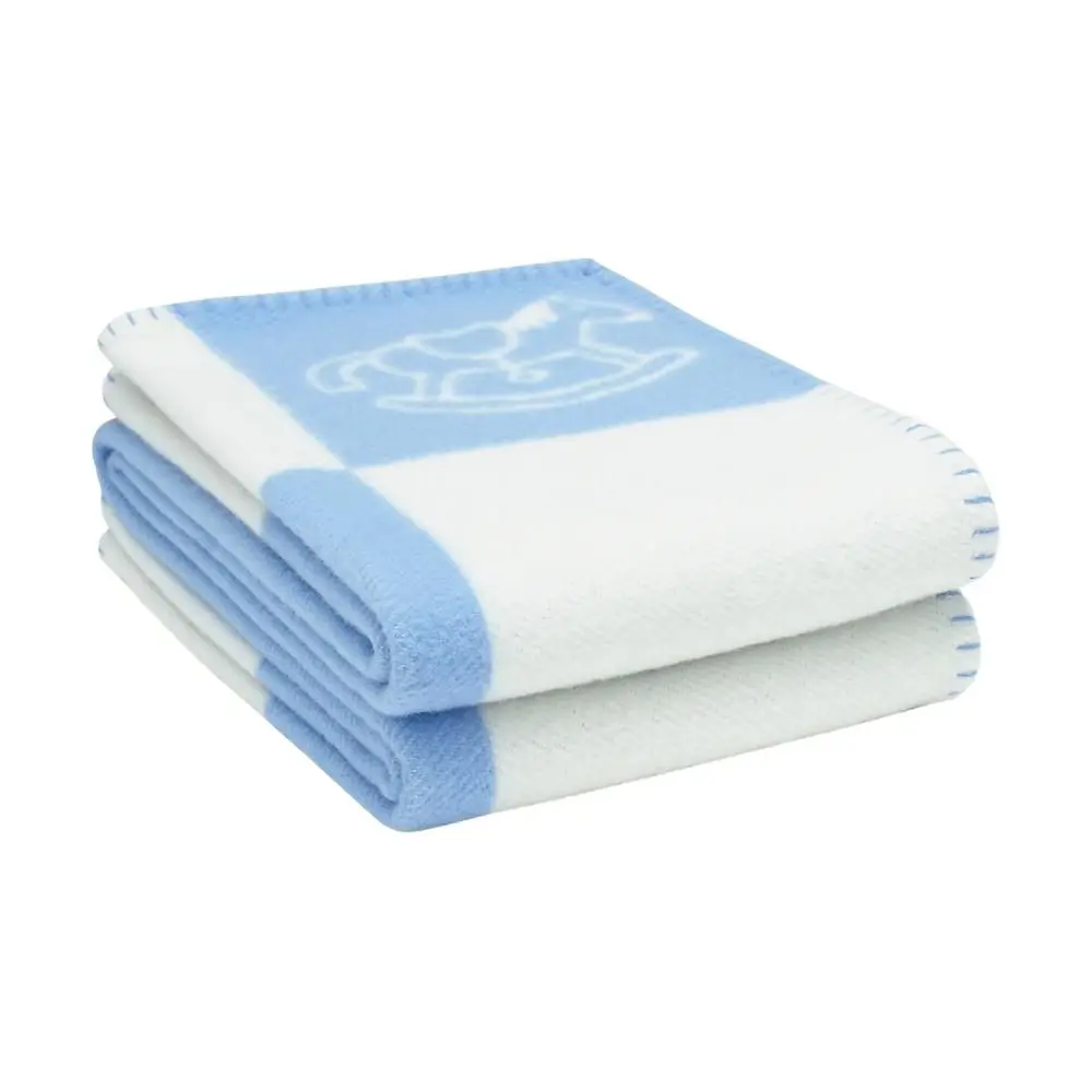 2020 New Infant Woolen Blanket With Cut Horse Pattern Pink&Blue Thick Thermal Bedding Blankets 140CM*100CM