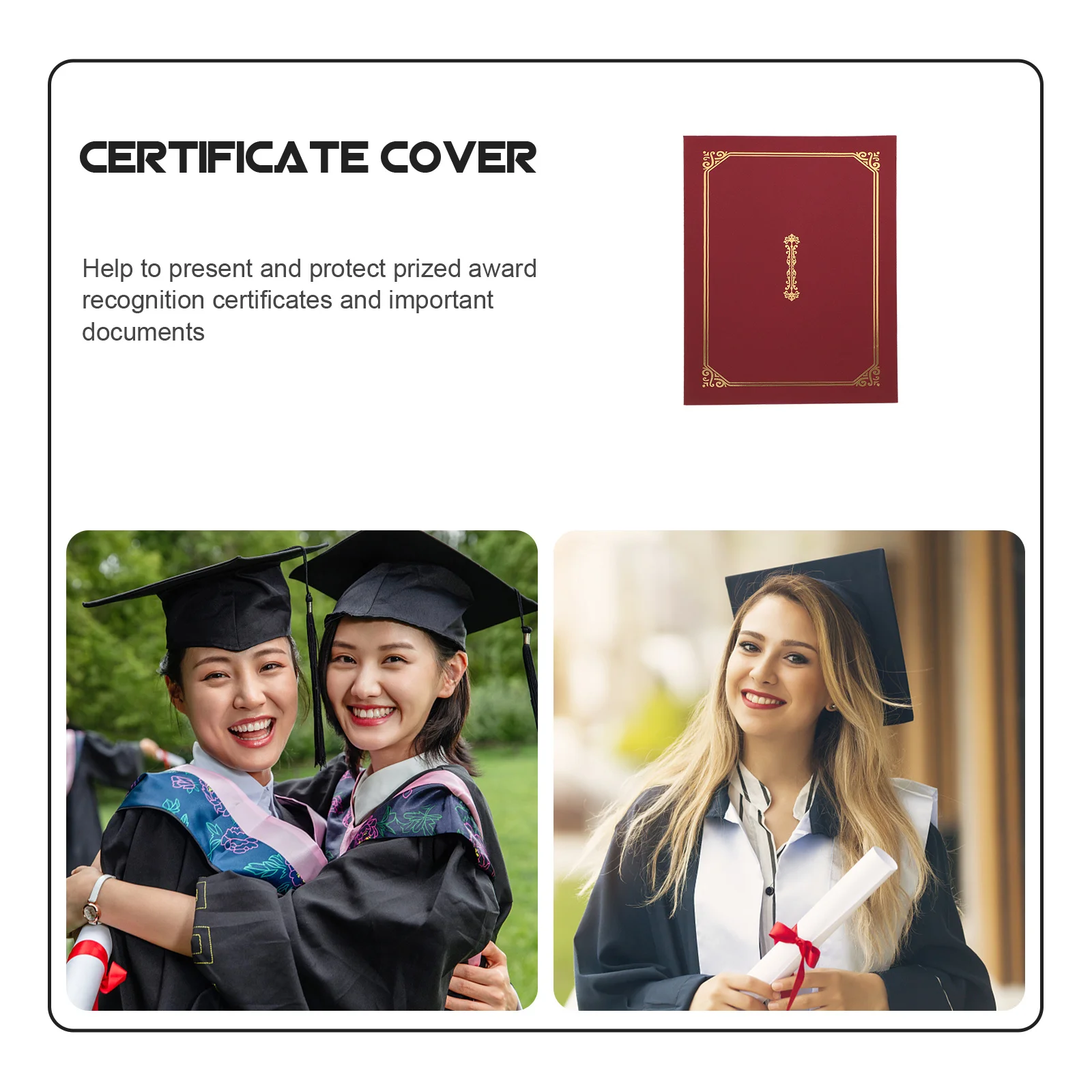 

5Pcs Gold Stamping Certificate Covers Paper Document Holders Award Diploma Frames Classy Protective Holders for Office Home