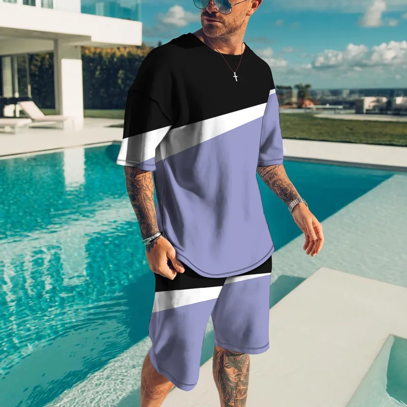 Conjunto de camiseta con estampado 3D para hombre, traje de 2 piezas con pantalones cortos informales para la playa, chándal Popular callejero, novedad de 2022