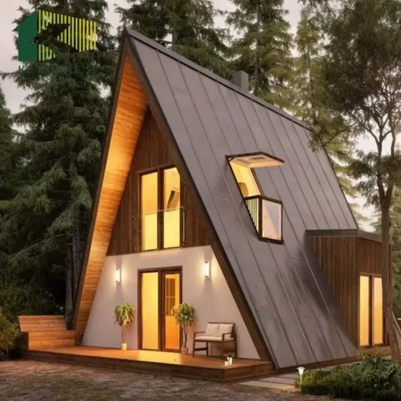 Dreieckiges Containerhaus mit Stahlstruktur, vorgefertigtes modulares Zuhause, anpassbares Design für den privaten und gewerblichen Gebrauch, kleines Haus