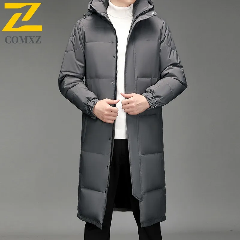 COMXZ 2025 Premium Men Mid-Length Jacket American Style Premium Feel Lapel Coat breathable lightweight Warm Leisure windbreaker