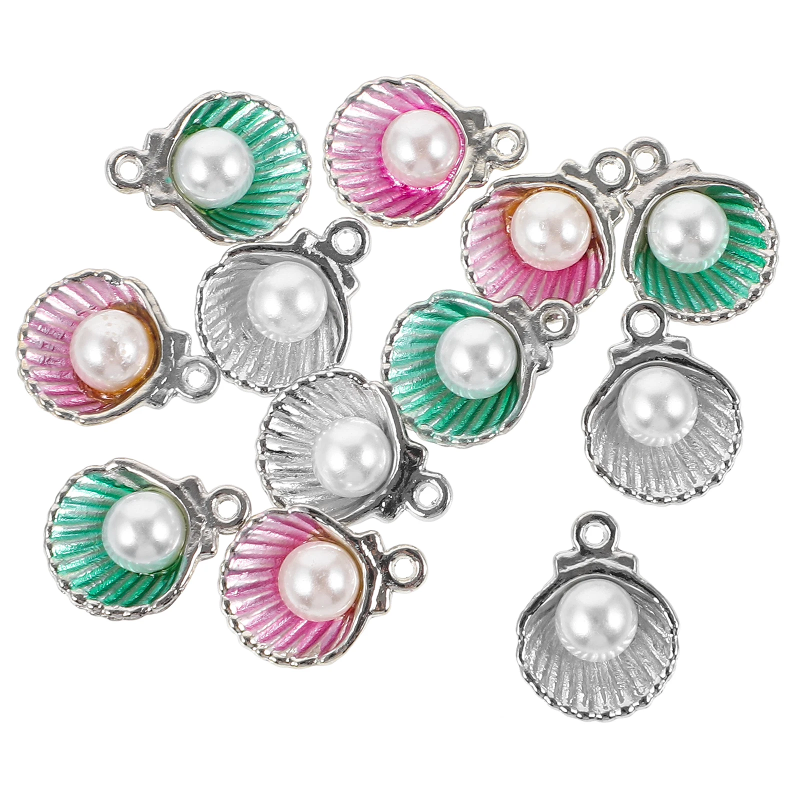

12pcs Pearl Oil Drop Seashell Charms Accessories for DIY Necklace Earrings Making Jewelry Supplies White Pink Green Mixed