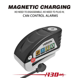 Alarma de bloqueo para motocicleta, candado de Rotor de freno antirrobo de seguridad, bloqueo de disco de bicicleta impermeable, 130DB, carga magnética
