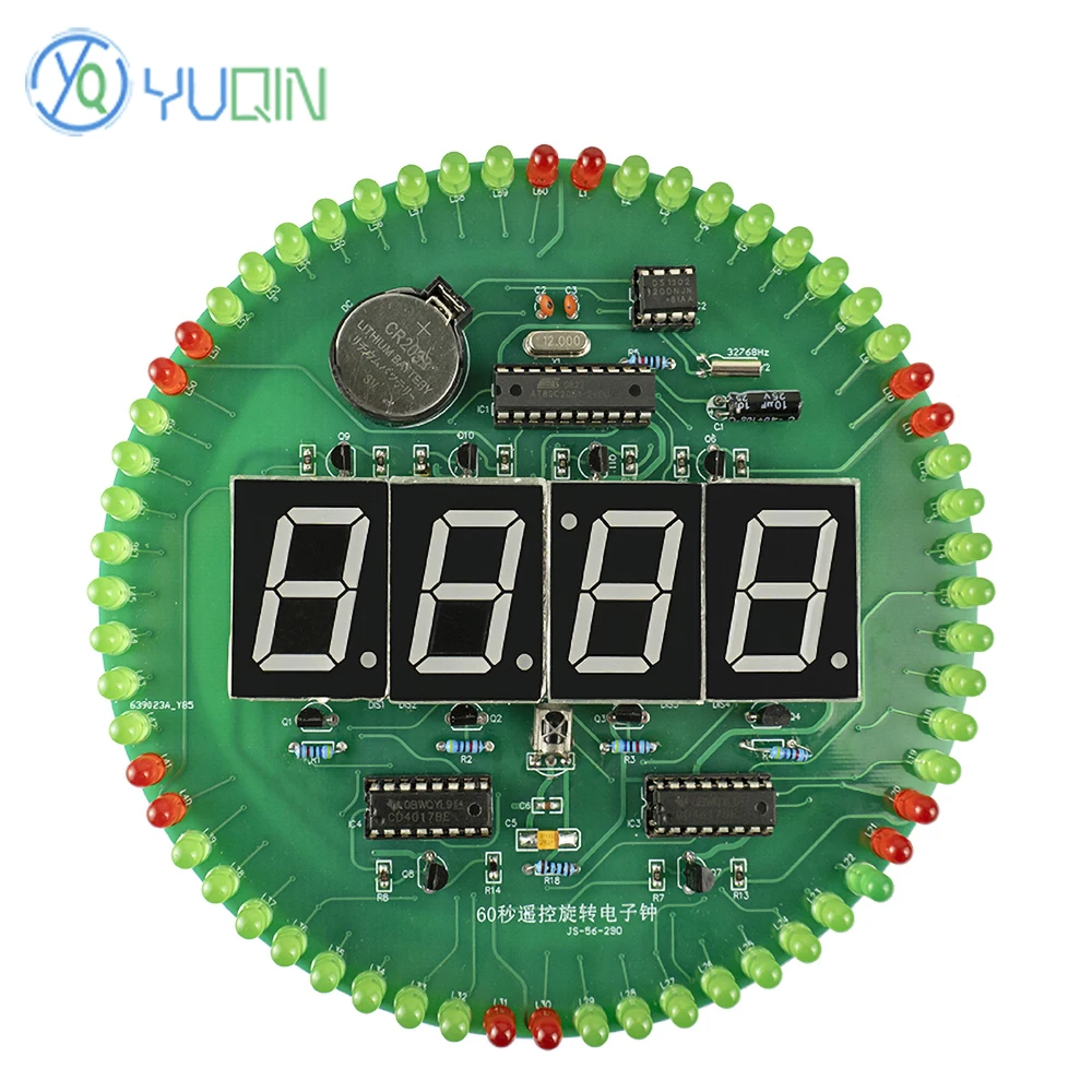 60 Seconds Remote Control Rotating 4 Digits LED Electronic Clock Kit for Practicing Welding Circuit Board and Assembling Parts