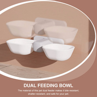 Dual Pet Feeder Wall mounted Cat Dog Food Water Plastic Container Bowl Shatter Resistant Safe Dual Bowls Feeder Pet Supplies