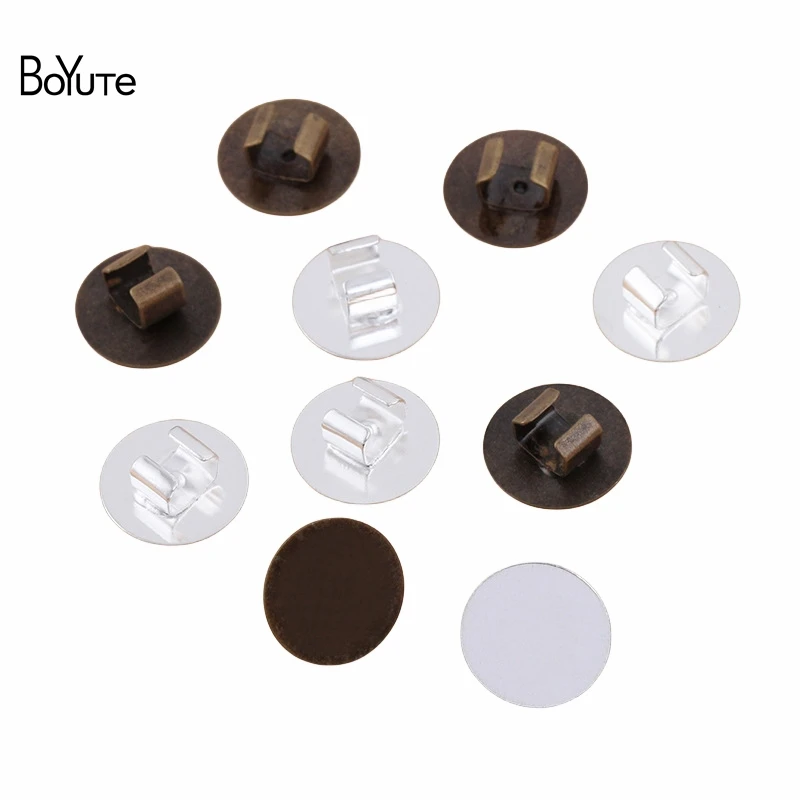 

BoYuTe (50 Pieces/Lot) Metal Hair Tie Clasp with 12MM Flat Base Diy Hair Elastic Buckle Handmade Materials