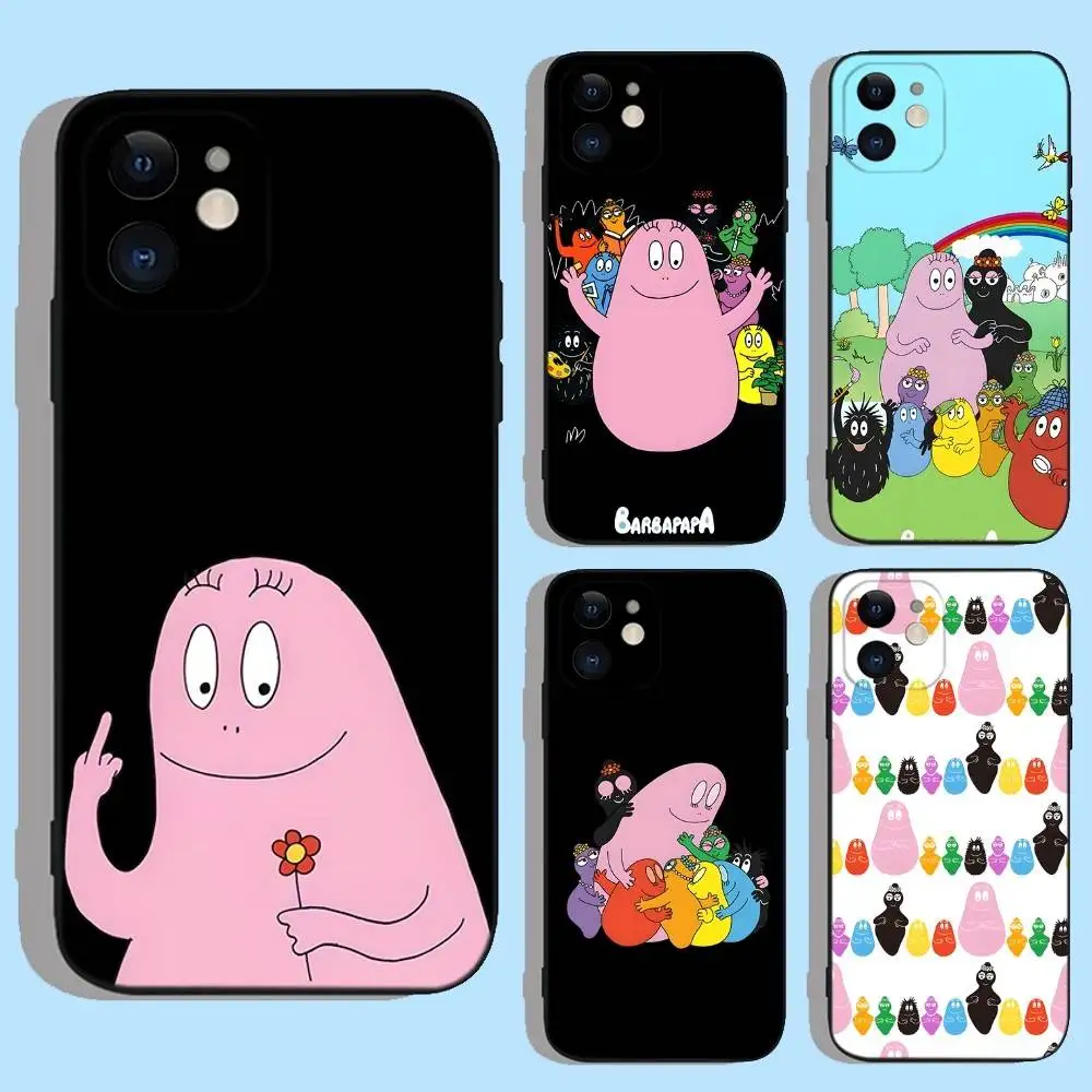 

Cartoon B-Barbapapa Phone Case For iPhone 17,16,15,14,13,12,11,XS,XR,X,8,7,Pro,Max,Plus,Mini,Air,e Silicone Black Cover