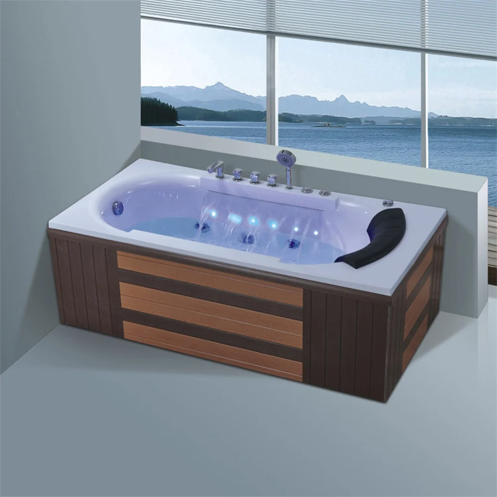 

Acrylic Bathtub Massage Waterfall Bath Tub Design with LED Light