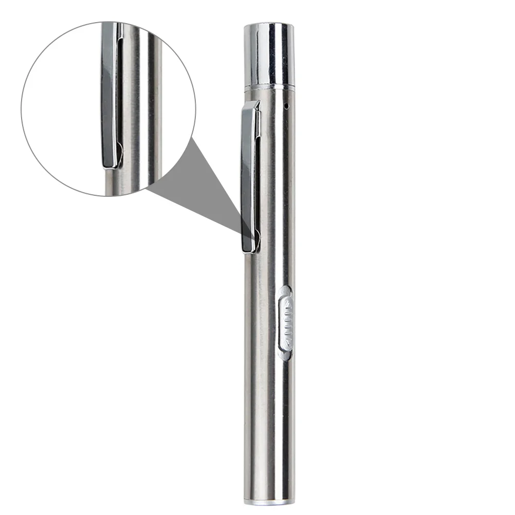 

2pcs Medical Pen Light Led Flashlight Neuro Assessment Pocket Clip Compact Design Bright White Yellow Light Metal Pen Torch