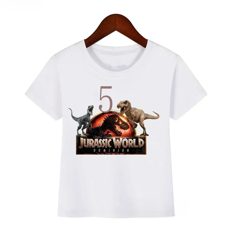 Jurassic Park Birthday 3-9 Years Children T Shirt Dinosaur Summer Tshirt Fashion Boy Clothing Cotton Top Kid Baby Birthday Tee