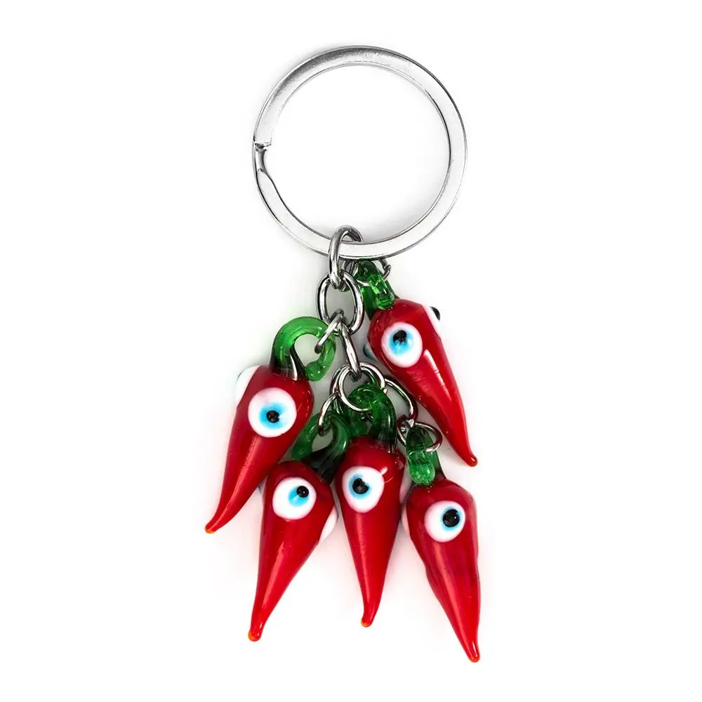 Evil Eye Lucky Eye Red Chilli keychain Cartoon Fashion Evil Eye keychain Durable Red Chilli Car Key Chain School Bag Decor