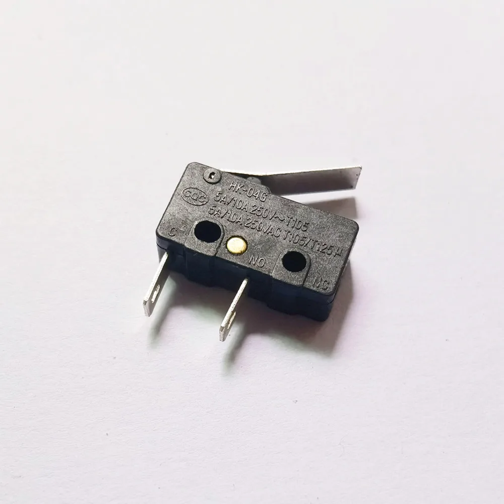 Original new 100% HK-04G micro switch long foot with handle slightly bent 2pin often break and press on 5A 10A250VAC