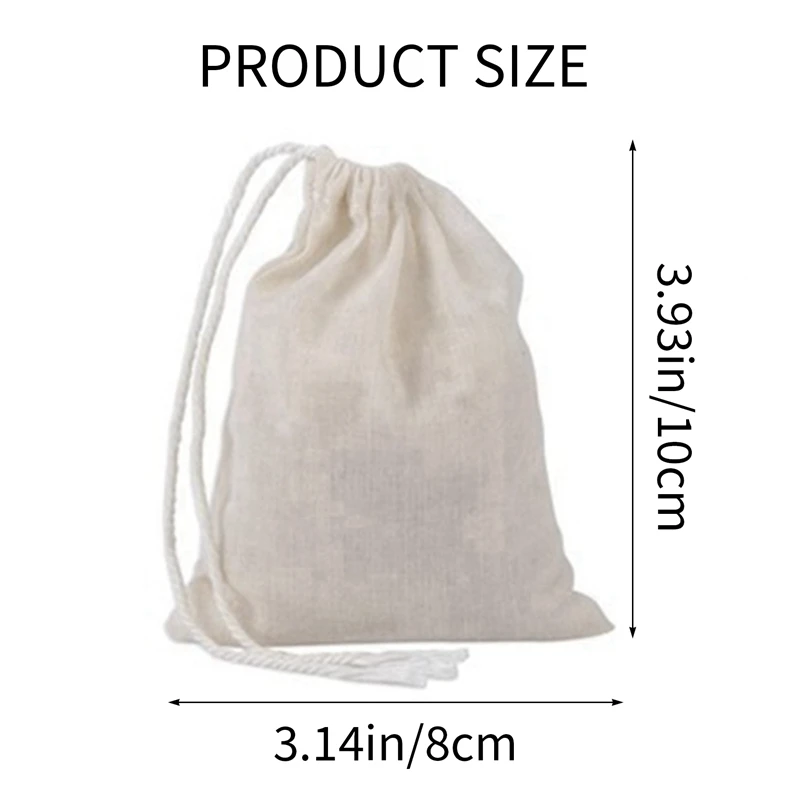 150 Pieces Drawstring Cotton Bags Muslin Bags,Tea Brew Bags (4 X 3 Inches)