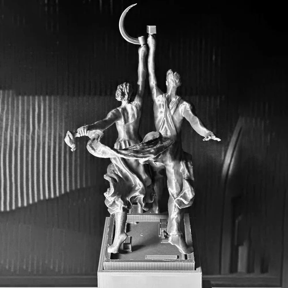 185mm Soviet Worker and Kolkhoz Woman 3D Printed Statue USSR Historical Souvenir Communist Revolution Decor