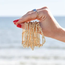 Vlen Bracelets for Women Beads Chain Waterproof 18K Gold Plated Accent Bracelet Minimalist Jewelry 3mm & 5mm Beaded Pulseras