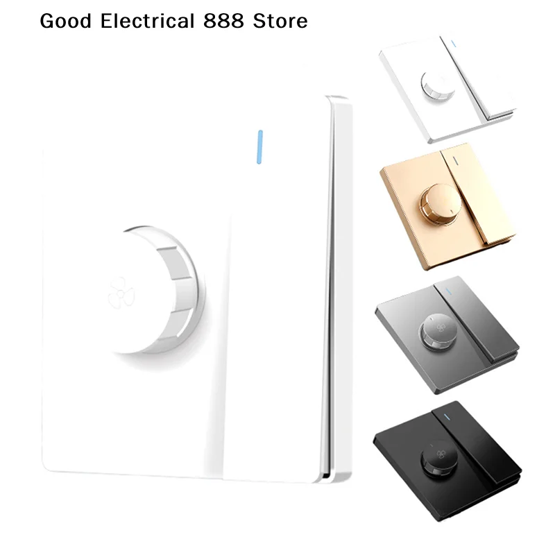 Type 86 EU universal 1gang2way light switch, with fan speed control switch 300W, range hood ceiling fan switch panel AC 110-250V
