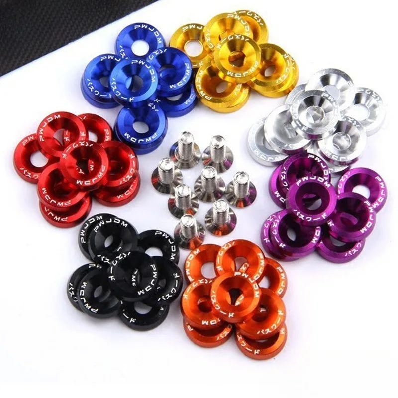 

10 шт. M6 крепежные винты алюминиевые шайбы для крыльев и болты шайбы рамки номерного знака для модификации автомобиля