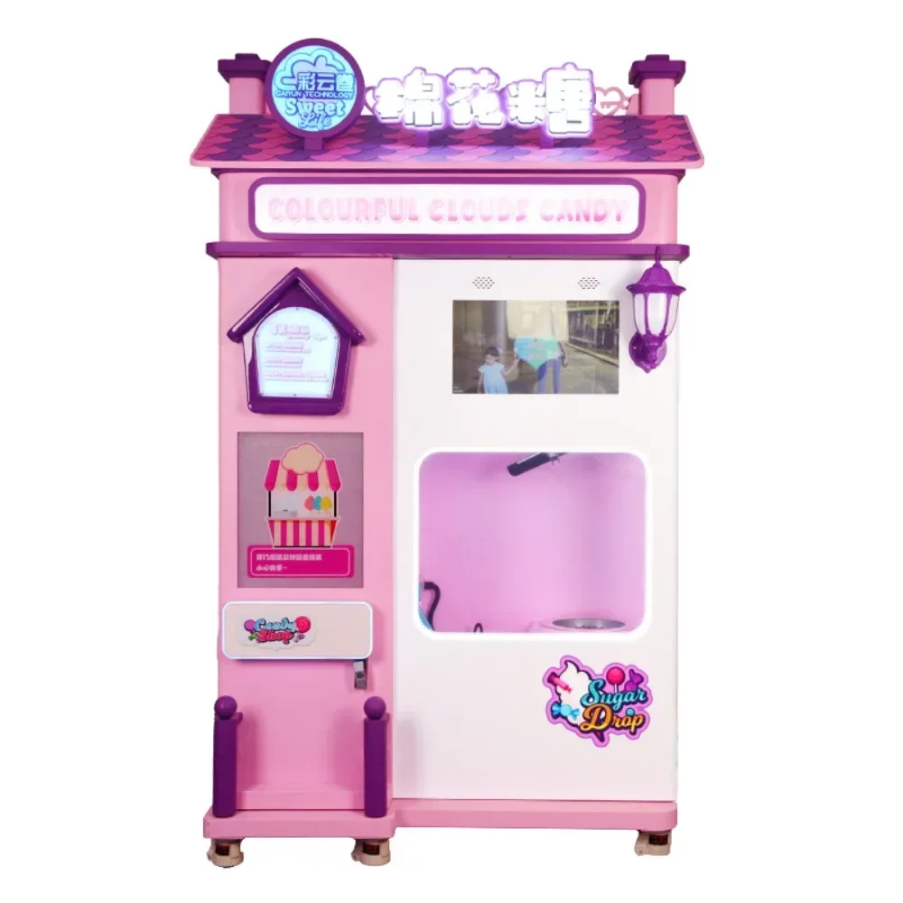 2025 Commercial Grade Cotton Candy Vending Machine Sugar Floss Maker Automatic Stainless Steel Outdoor Event Ready